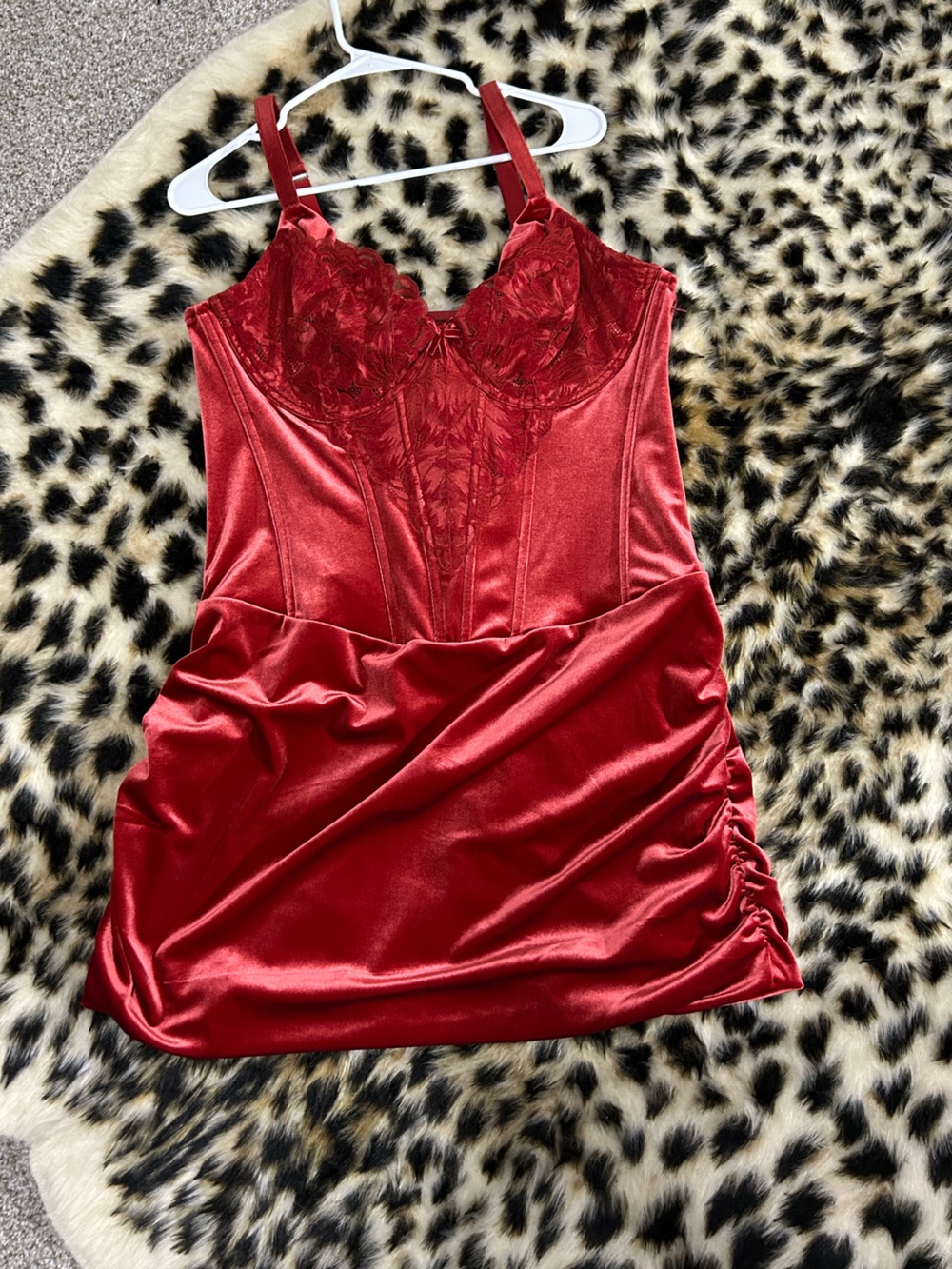 Savage X Fenty Red Lace & Satin Chemise